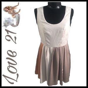 Love 21 Fit & Flare Dress Taupe Beige Peach